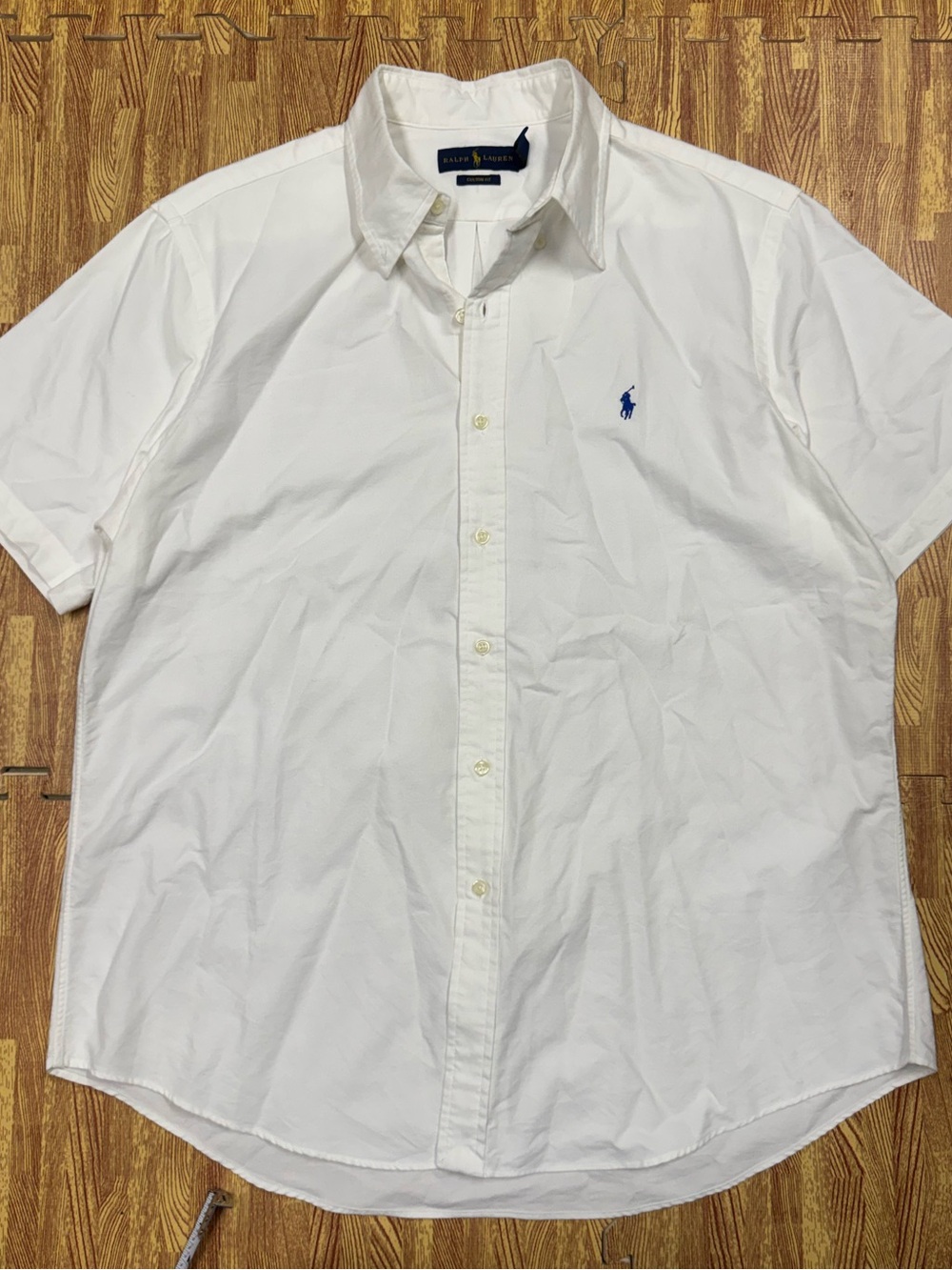Ralph Lauren Button Down Shirt Men's XL White Short Sleeve Classic Fit Pony Logo